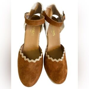 Women's Shoes by Paseart Brown Suede Leather Wedge